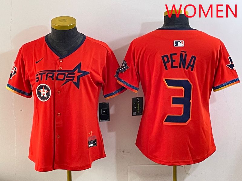 Women Houston Astros 3 Pena Orange Fourth generation Joint Name Nike 2025 MLB Jersey style 7
